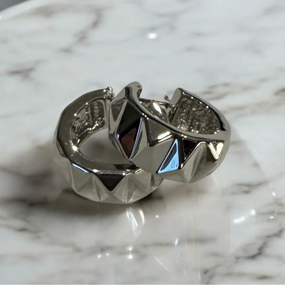 🇨🇦🆕5th Avenue Chunky Rhodium Earrings - Picture 1 of 13